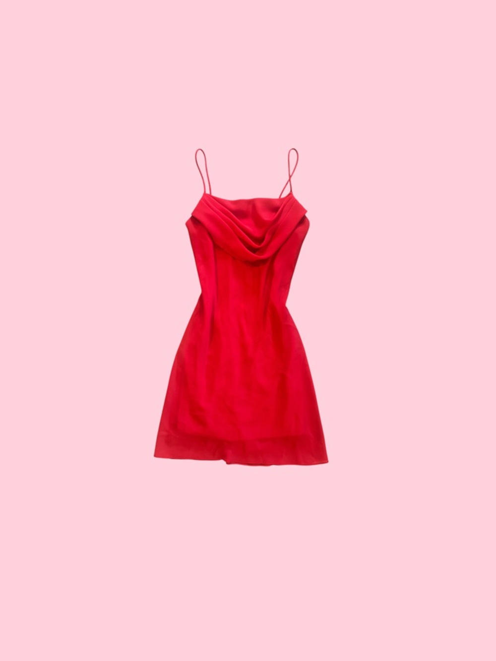 Red Semi Cowl Neck Mini Dress